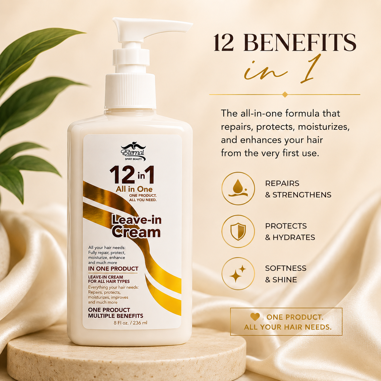 Eternal Spirit Beauty 12-in-1 Leave-In Hair Cream – 8 fl oz