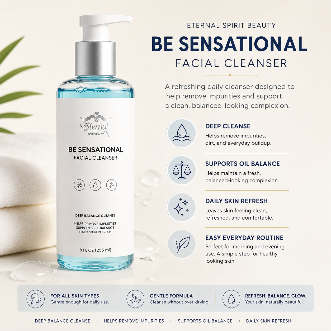Eternal Spirit Beauty Be Sensational Facial Cleanser – Deep Balance Cleanse, 8 fl oz